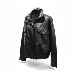 Tahari Black Faux Leather Jacket